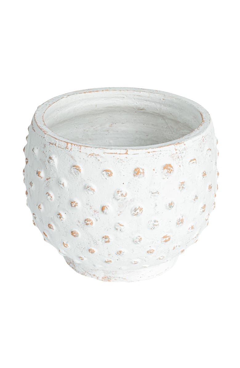 Storied Home Distressed Terra Cotta Hobnail Planter, White, Main, color, White