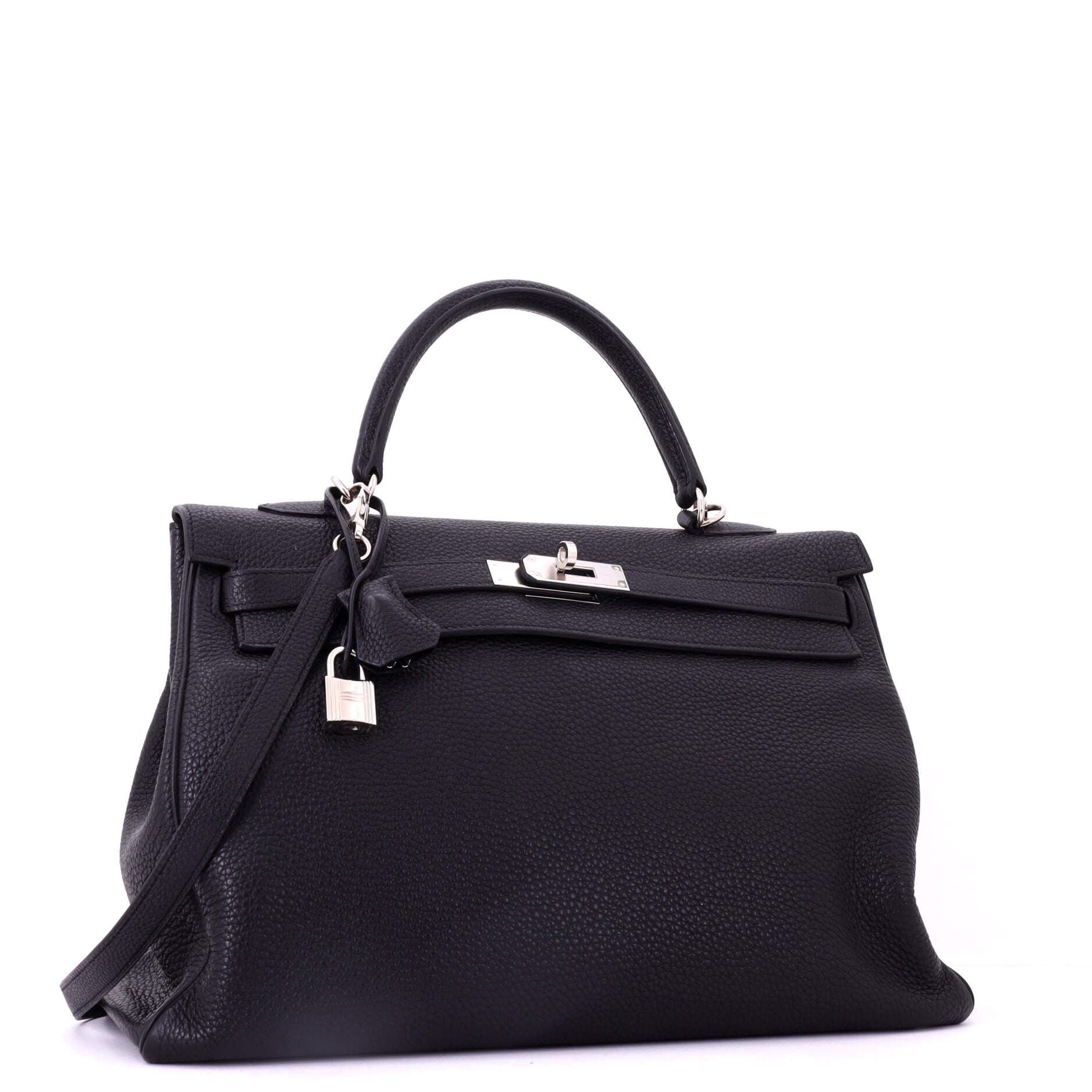Pre-Owned Hermes Kelly Handbag Black Togo with Palladium Hardware 35, Alternate, color, Noir