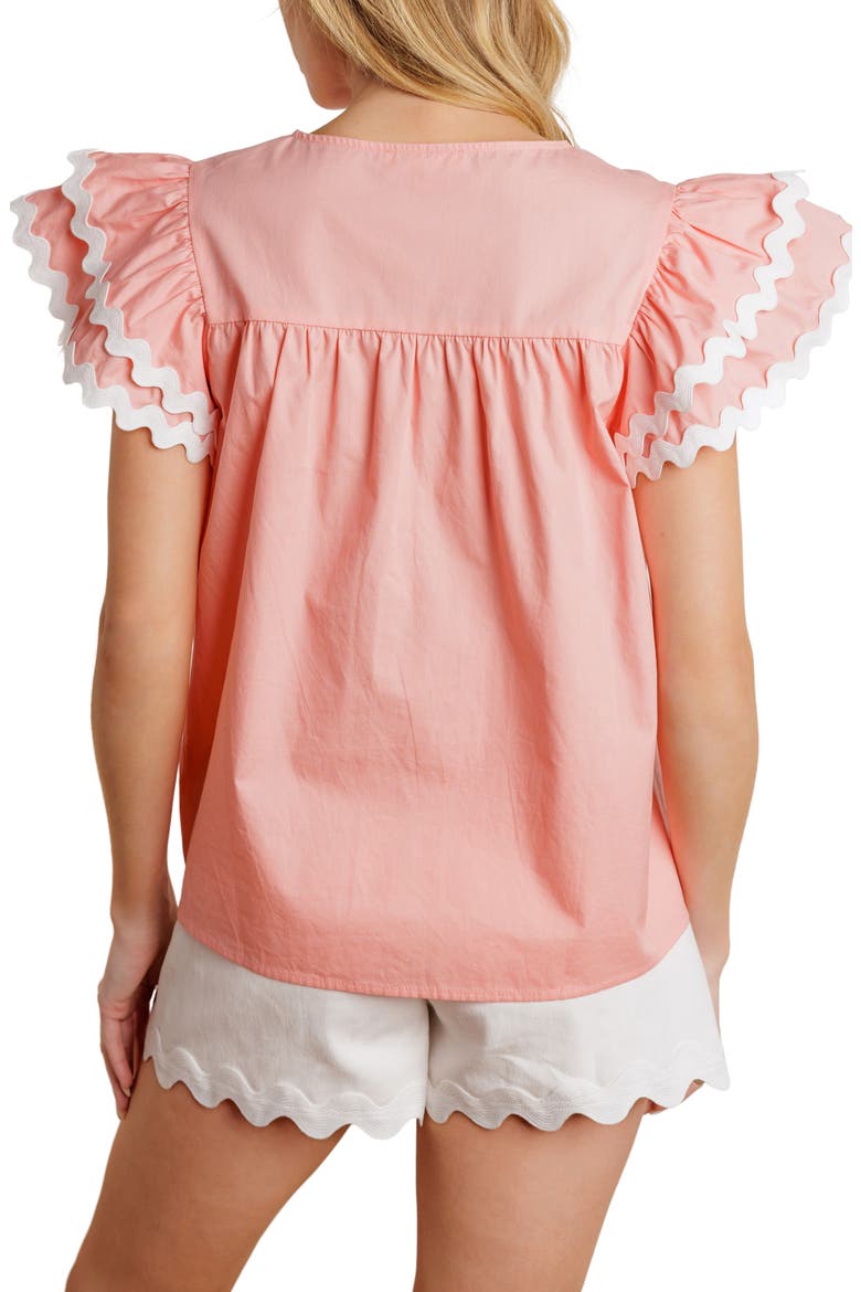 Solid Woven Flutter Sleeve Top, Alternate, color, LIGHT PINK