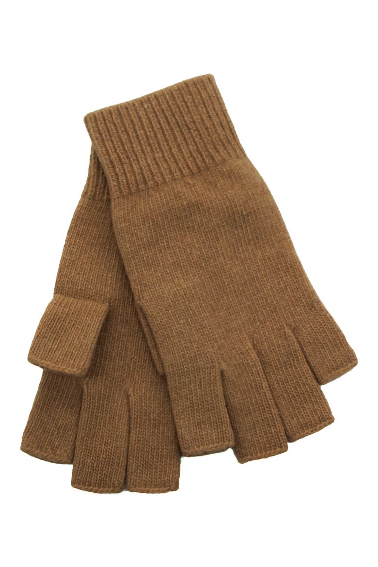 Fingerless Cashmere Gloves, Main, color, TOFFEE