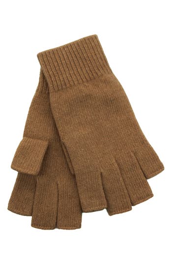 Portolano Fingerless Cashmere Gloves In Brown