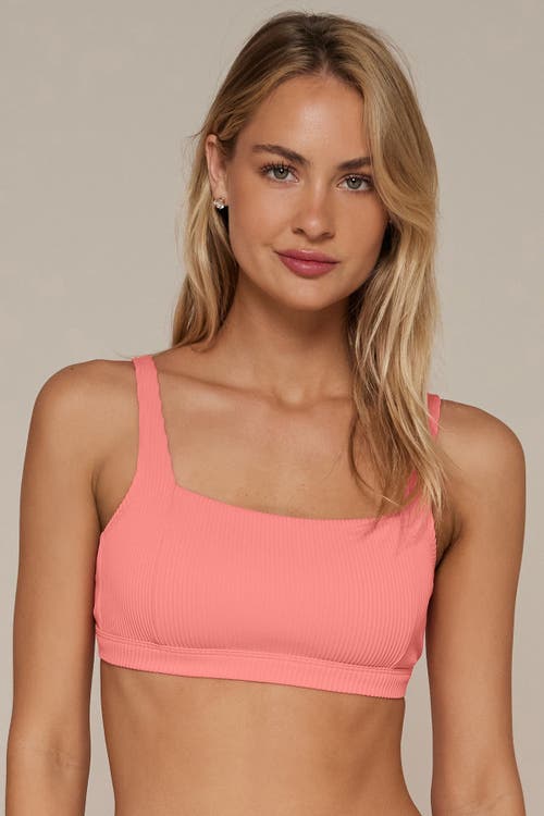 Swim Systems Paige Bikini Swimsuit Top In Coral Rio Rib