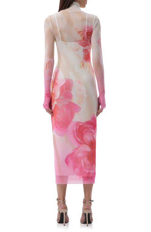 AFRM AFRM SHAILENE TURTLENECK LONG SLEEVE MESH MIDI DRESS 