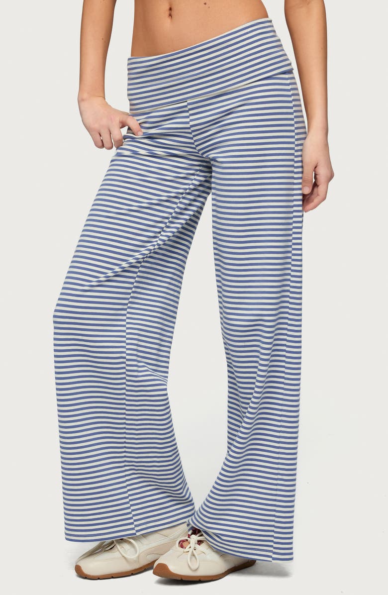 EDIKTED Lilah Stripe Wide Leg Pants, Alternate, color, Blue-And-White