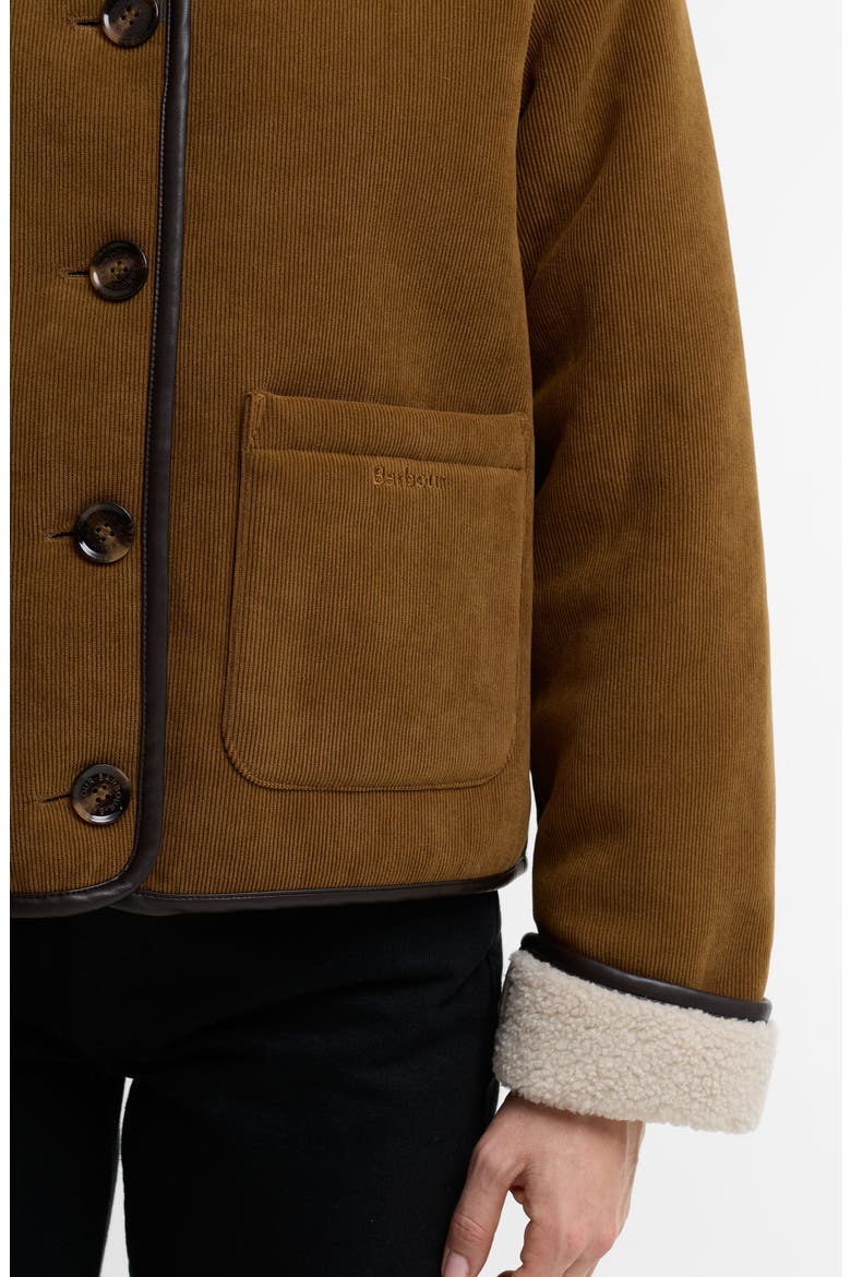 Penny Corduroy Jacket with Faux Shearling Trim, Alternate, color, TAN/ ECRU