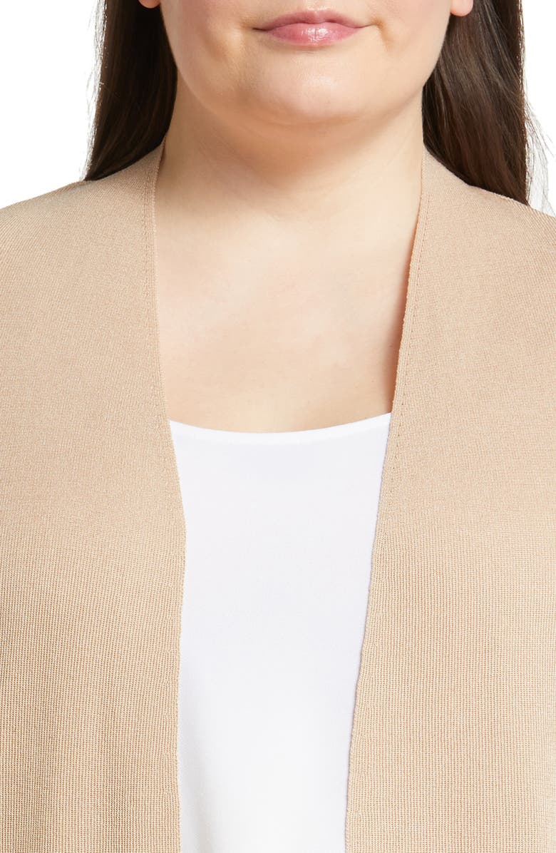 Anne Klein Monterey Open Front Cardigan, Alternate, color, Latte