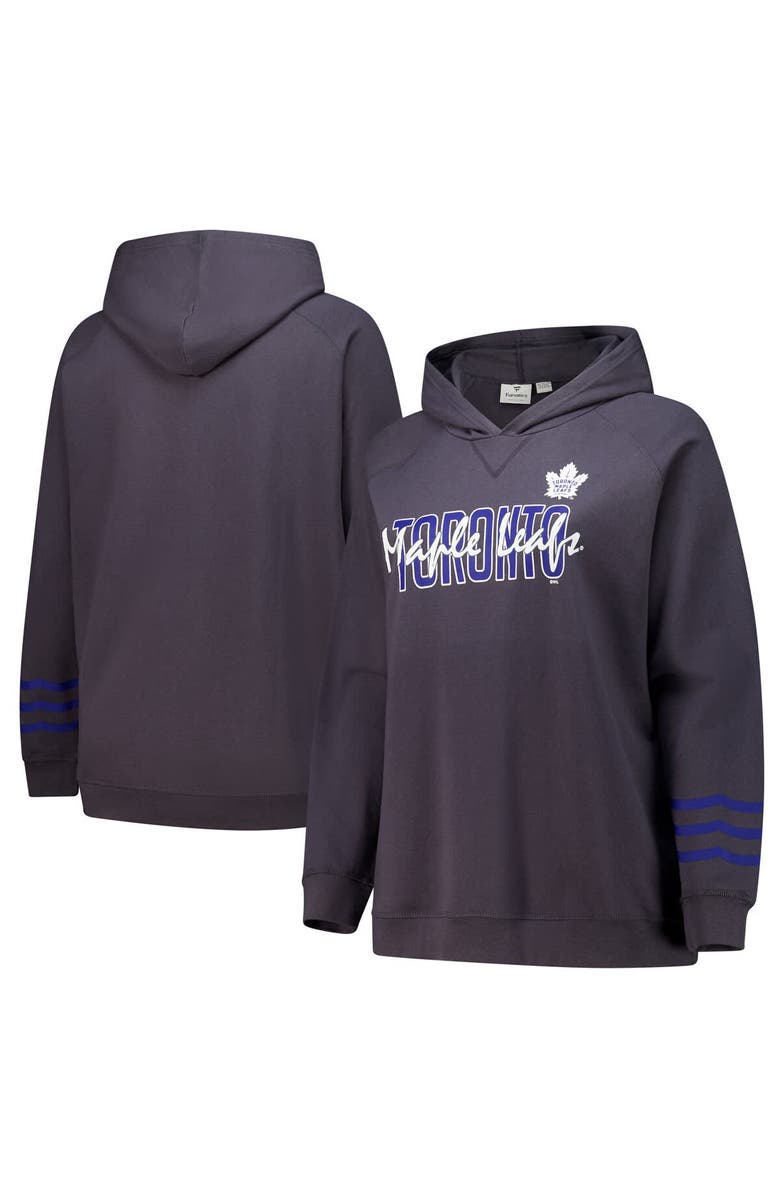 FANATICS Women's Fanatics Charcoal Toronto Maple Leafs Plus Size Lightweight Fleece Raglan Pullover Hoodie, Main, color, Charcoal