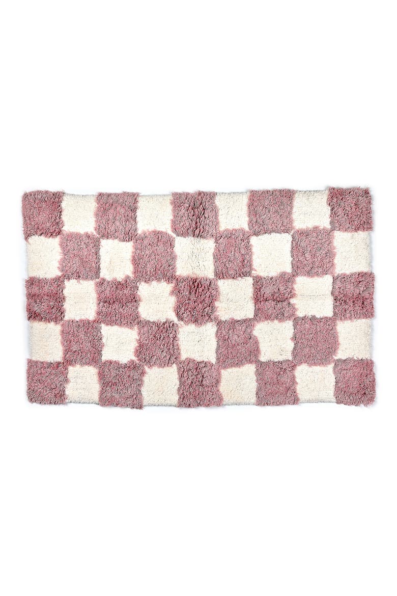Checkerboard Pink Bath Rug, Main, color, PINK