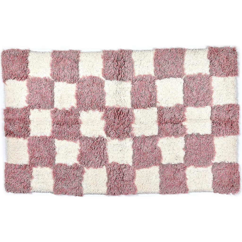 Mackenzie-childs Mackenzie Childs Checkerboard Pink Bath Rug In Pink