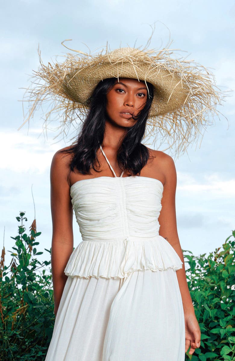 BRUNNA.CO The Catalina Frayed Straw Sun Hat, Alternate, color, Neutral