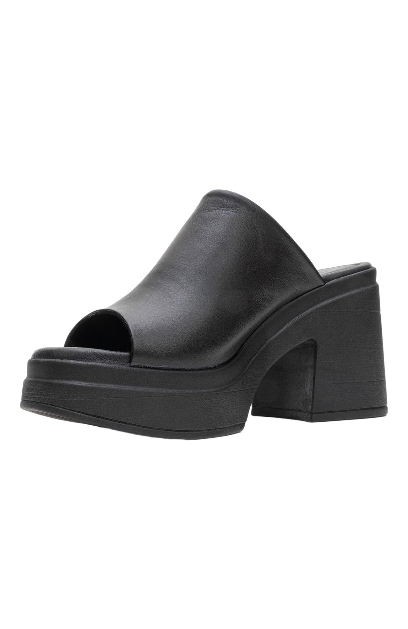 Forever & Always Shoes Nola Leather Platform Mules, Alternate, color, Black Leather