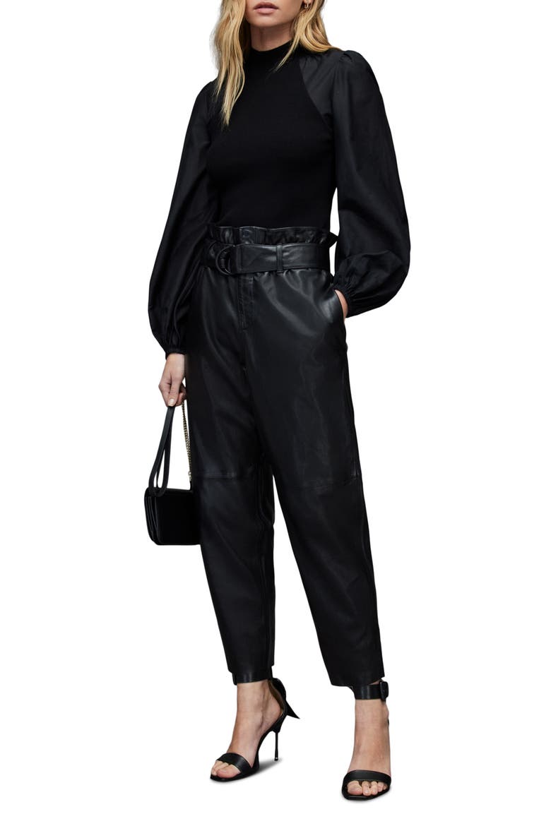 Cleo Balloon Sleeve Top, Alternate, color, BLACK