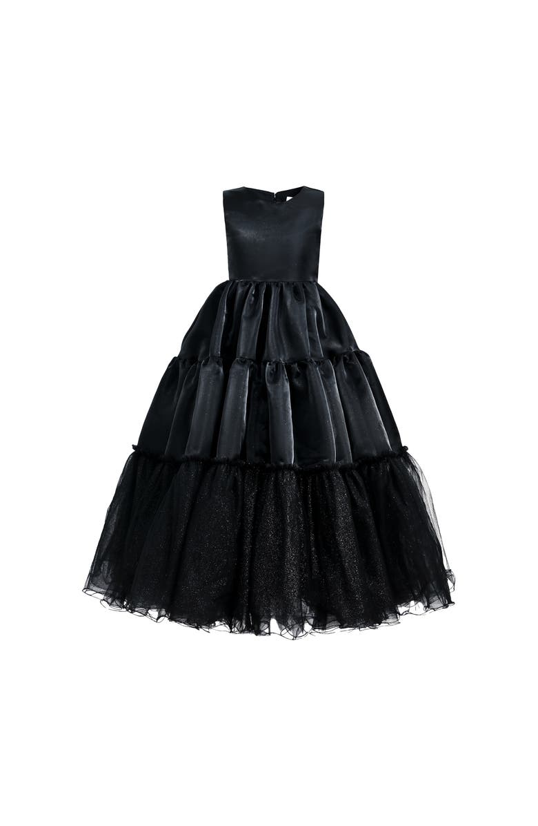 Tulleen Teola Dress, Alternate, color, Black