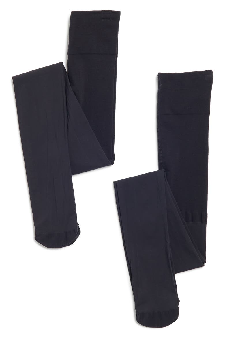 2-Pack Opaque Tights, Alternate, color, BLACK