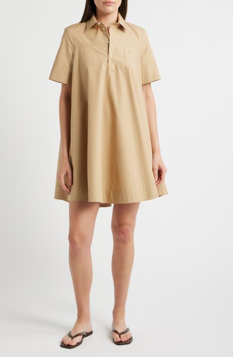 Cotton Trapeze Shirtdress