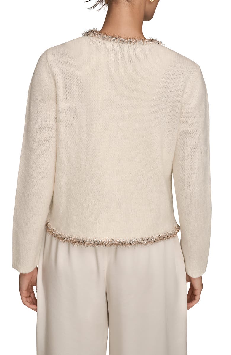 Donna Karan New York Metallic Trim Cardigan, Alternate, color, Cream