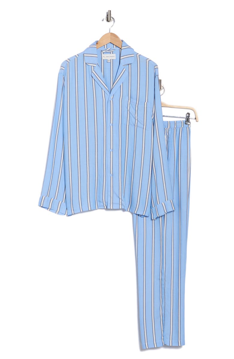 PJ Salvage Hype Stripe Sateen Pajamas, Alternate, color, Peri