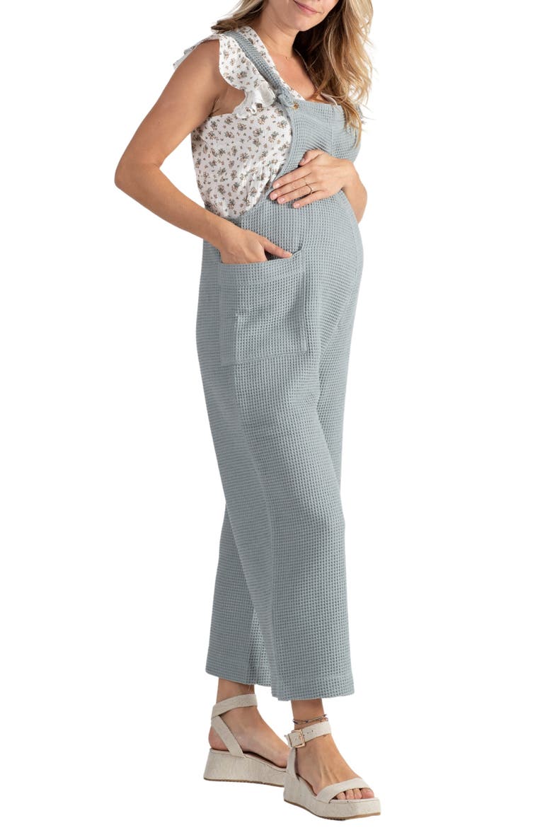 Maya Organic Cotton Gauze Maternity/Nursing Jumpsuit, Alternate, color, SAGE