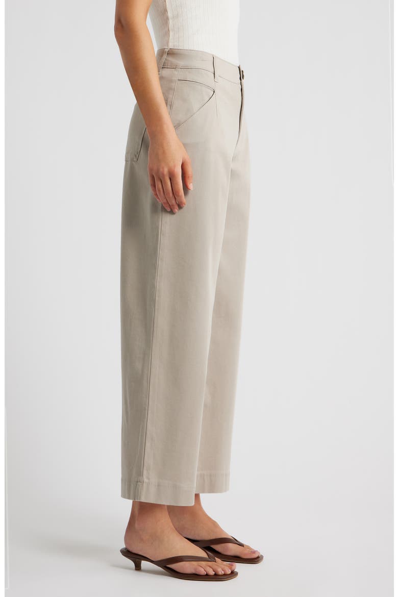 Wyatt Skyrise Crop Wide Leg Twill Pants, Alternate, color, FLAX