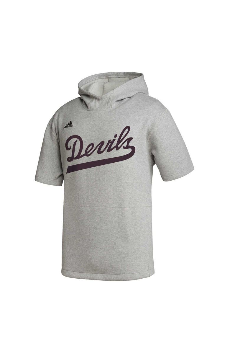 adidas Men's adidas Heather Gray Arizona State Sun Devils Modern Classics Baseball Icon Tri-Blend Short Sleeve Pullover Hoodie, Alternate, color,