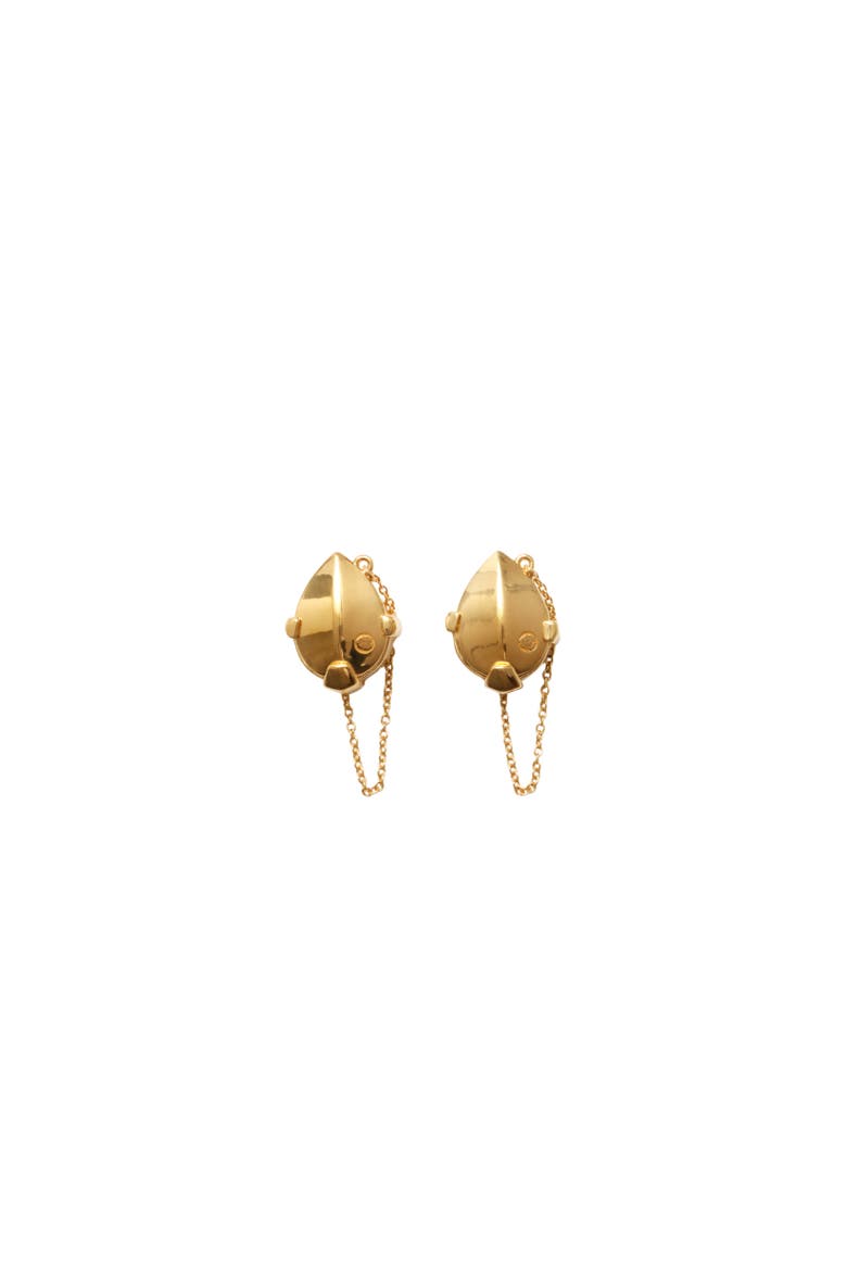 Shield Pendant Earrings, Alternate, color, Gold/clear