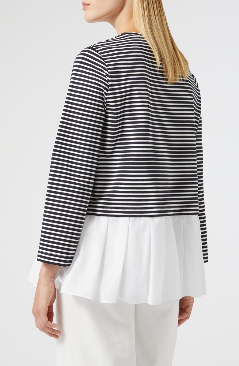 Marina Rinaldi Liuti Stripe Poplin Hem Sweatshirt, Alternate, color, Navy