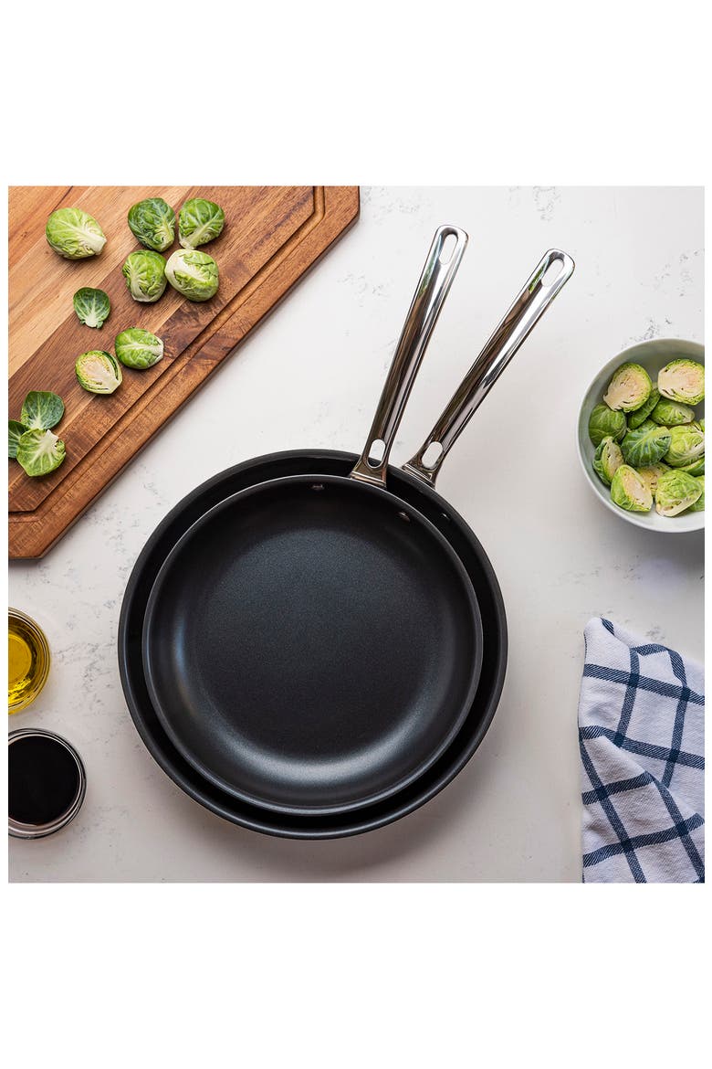 Set of 2 3-Ply Nonstick Stainless Steel Fry Pans, Alternate, color, STAINLESS STEEL