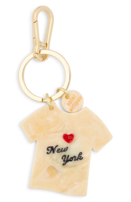 Solar Eclipse Hand Painted New York Key Chain Bag Charm In Gold