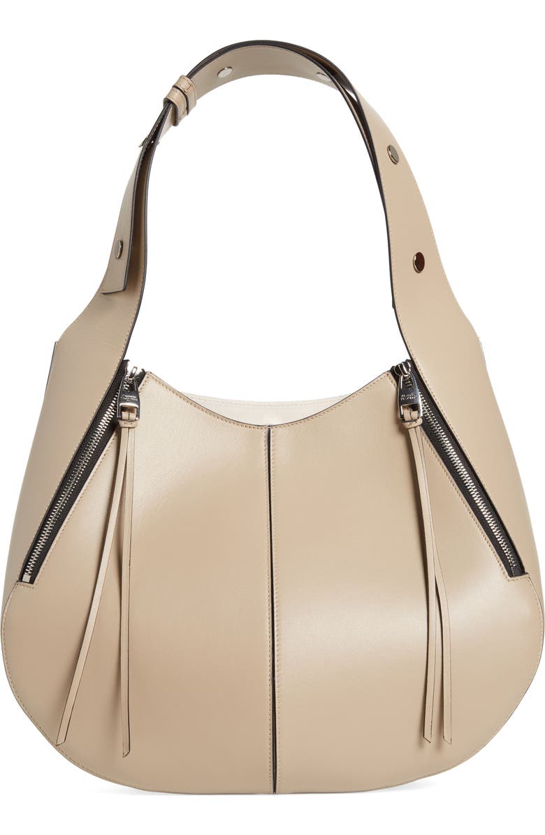 McQueen The Skull Leather Hobo Bag, Main, color, Camel