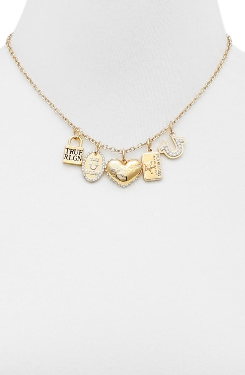 True Religion Interchangeable Charms Necklace, Alternate, color, Gold Tone