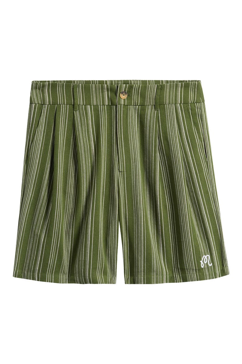 Arena Stripe Pleated Shorts, Alternate, color, CHIVE STRIPE