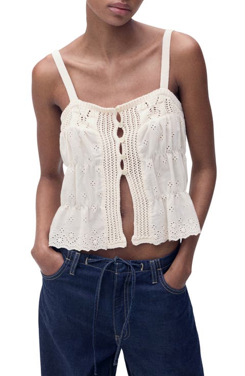 Eyelet Embroidery Sleeveless Top
