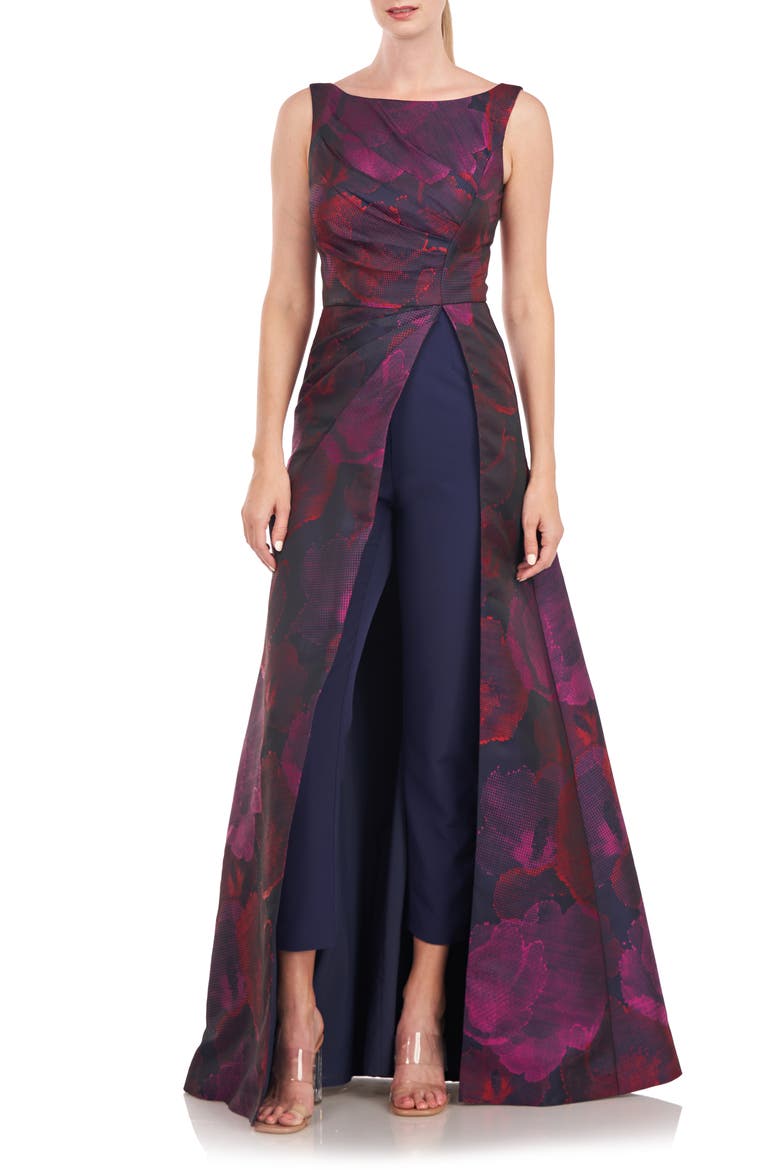 Indira Floral Maxi Jumpsuit, Main, color, DEEP NAVY/ LIGHT PLUM