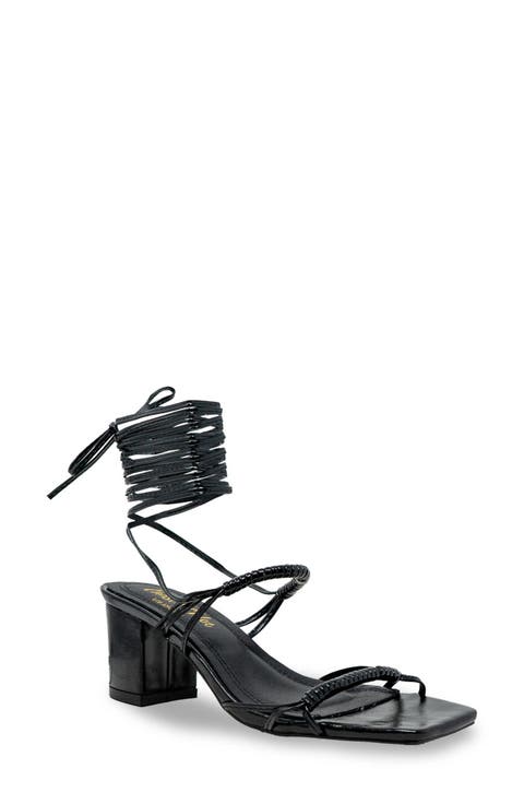 Block Heel Ankle Tie Sandal (Women)
