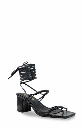 CHASE AND CHLOE Block Heel Ankle Tie Sandal