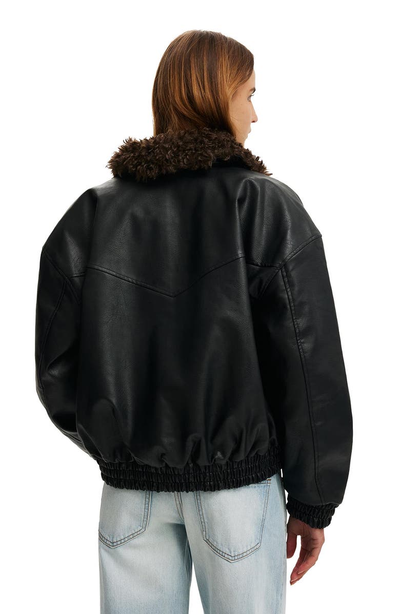 Cotton On Women
s Darcy Faux Leather Bomber, Alternate, color, Black