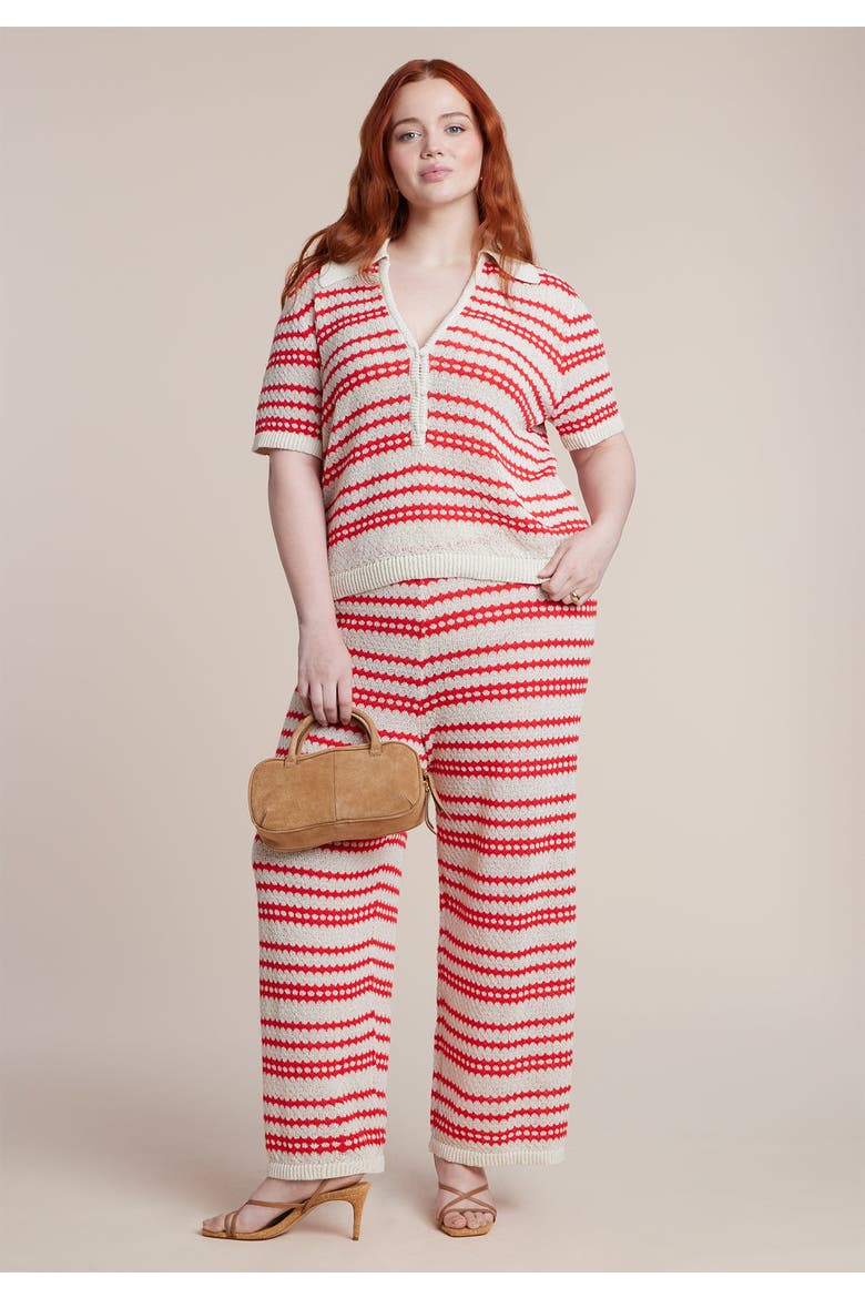Pointelle Stripe Sweater Pant, Alternate, color, BERRY STRIPE