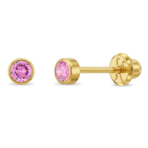 14k Tiny Cubic Zirconia Birthstone Earrings