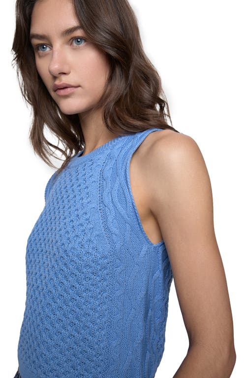 Rebecca Minkoff Palmer Cable Stitch Sleeveless Sweater In Azure