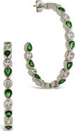 Sterling Forever Bezel Mixed Cubic Zirconia Inside Out Hoop Earrings