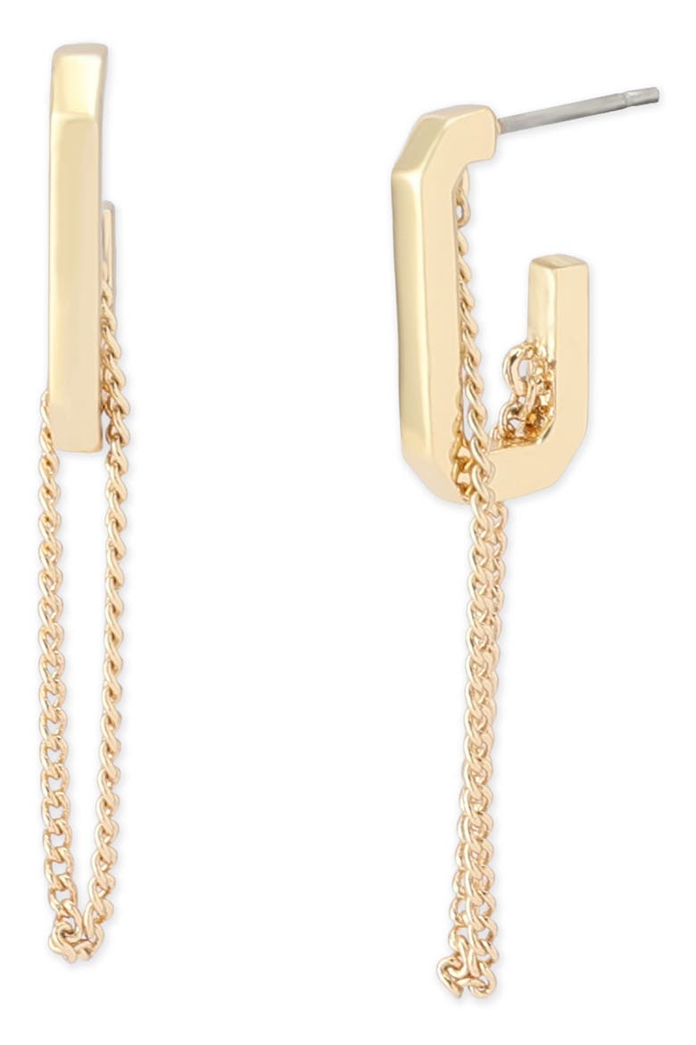 Hex Swag Huggie Hoop Earrings, Main, color, SHINY GOLD