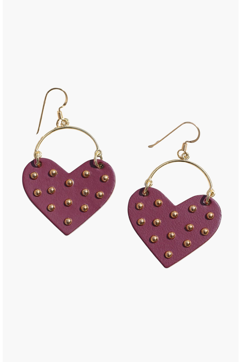 Studded Harlow Earrings, Main, color, Burgundy / Gold