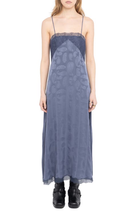 Ridar Paisley Jacquard Silk Satin Slipdress