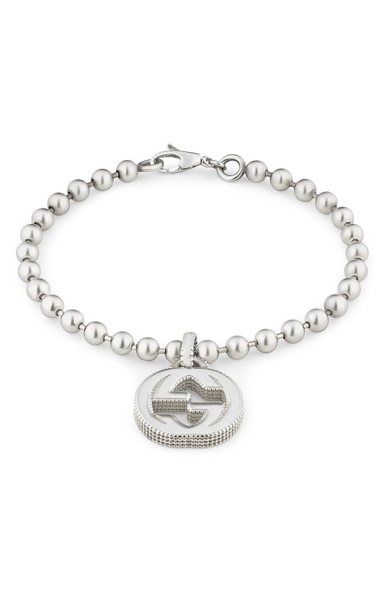 Gucci Silver Interlocking-G Line Bracelet, Main, color,