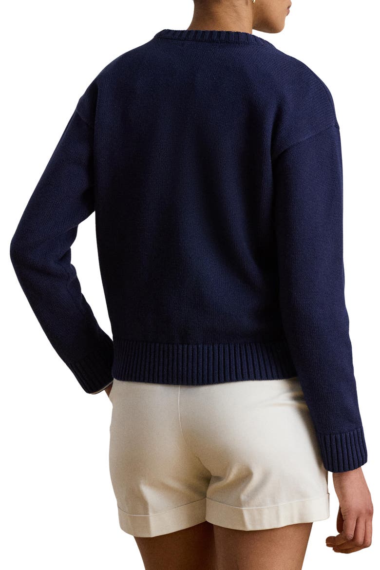 Golden Retriever Intarsia Cotton Sweater, Alternate, color, REFINED NAVY BLUE/ MULTI