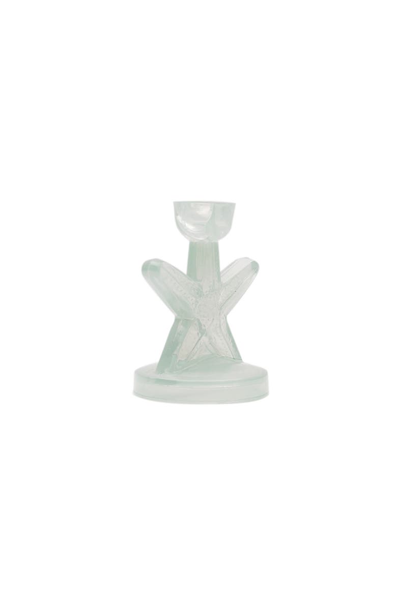 Gallerie II Sea Star Set of 2 Glass Candle Holders 5", Alternate, color, Green