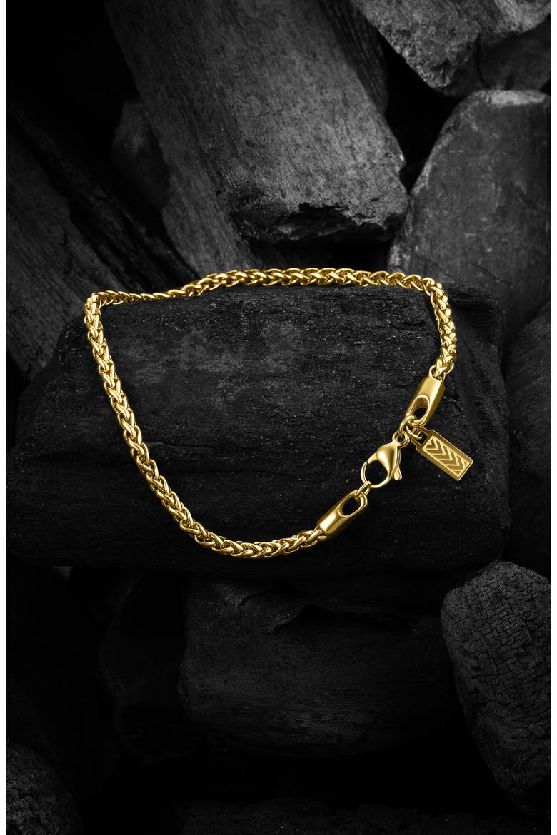 Men's Wheat Chain Bracelet, Alternate, color, GOLD