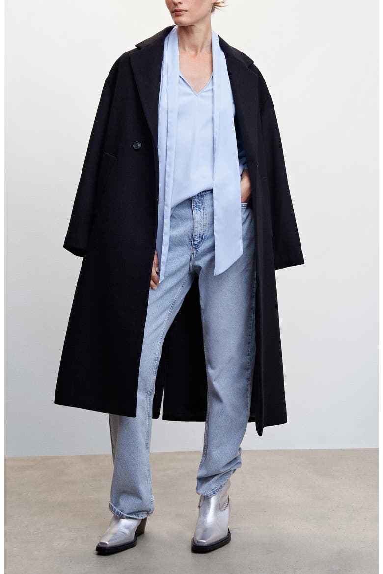 Tie Neck Crepe Blouse, Alternate, color, BLUE