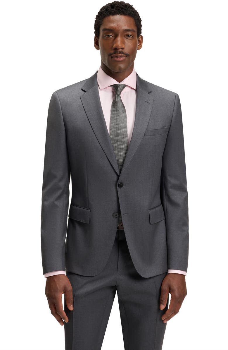 BOSS Neat Silk Tie, Alternate, color, Dark Grey