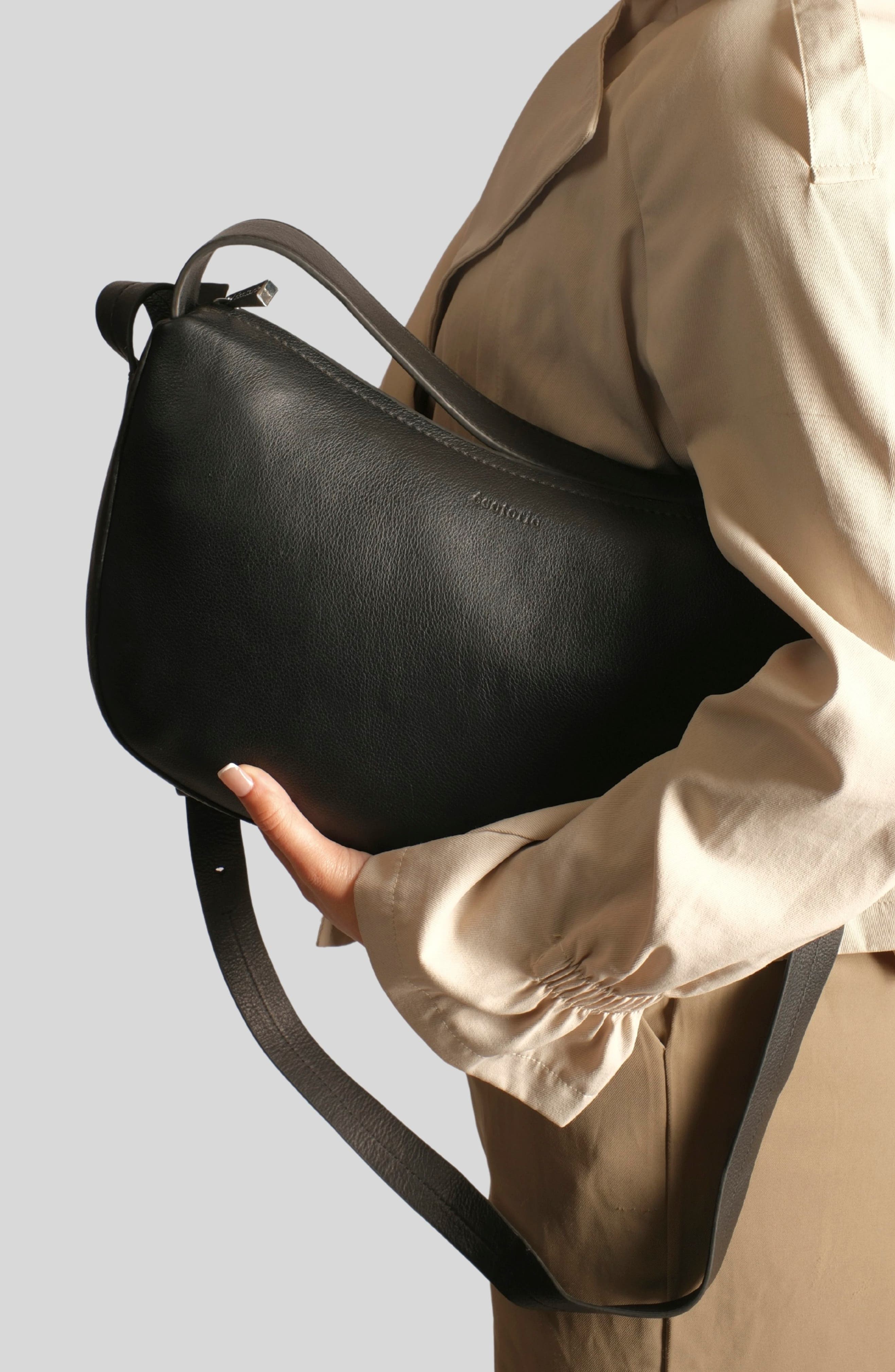 Ecotorie Peggy Leather Shoulder Bag, Alternate, color, Black